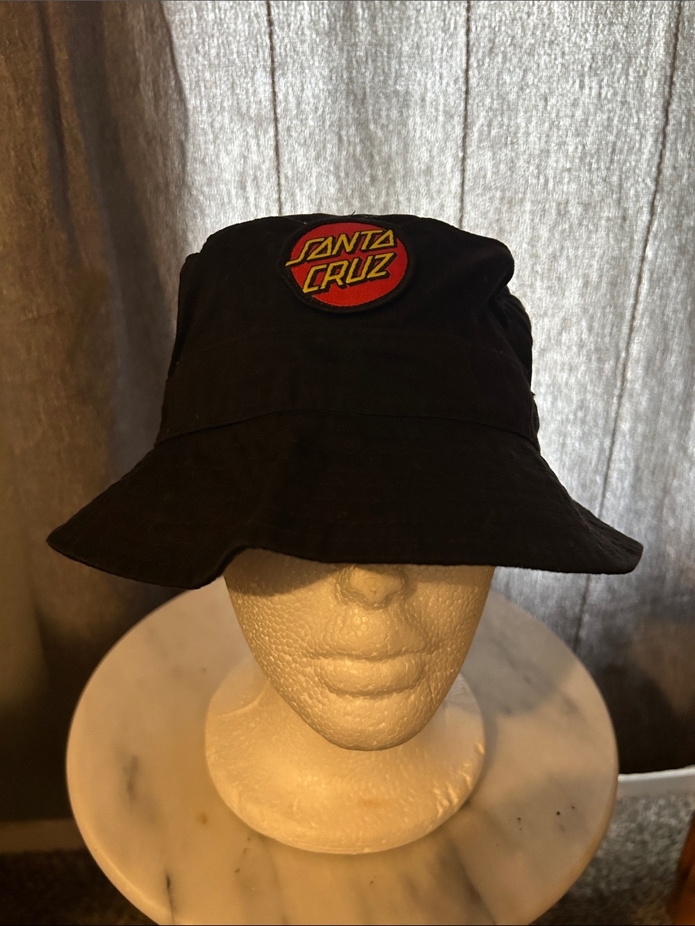 Santa Cruz Black Bucket Hat with Red and Yellow Logo Patch